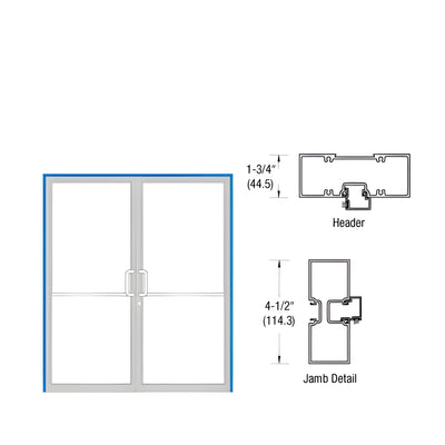 CRL-U.S. Aluminum Clear Anodized Up and Over Tubular Frame for Pair of Doors Offset Pivoted using Surface Closers