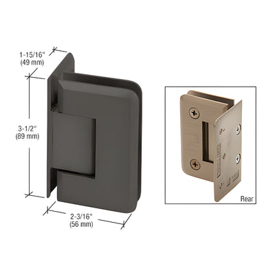 CRL Matte Black Pinnacle 044 Series Wall Mount Offset Back Plate Hinge