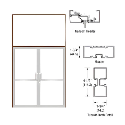 CRL-U.S. Aluminum Bronze Black Anodized 75-1/2" x 126" Series 450 Tubular Butt Hinge Transom Frame Complete (2FT)