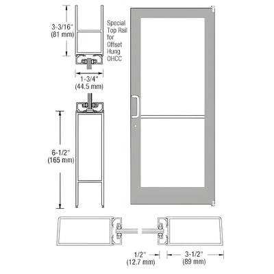 CRL-U.S. Aluminum Clear Anodized Custom Single Series 400 Medium Stile Offset Pivot Entrance Door for Overhead Concealed Door Closer