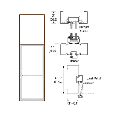 CRL-U.S. Aluminum Dark Bronze/Black Anodized Class 1 Custom Size Series 451 Open Back Gear Hinge Transom Frame Complete (1FT)