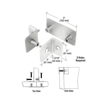 CRL Brushed Stainless Bullet Resistant Protective Barrier System Top or Mid-Mount T-Clamp