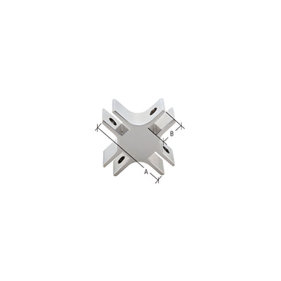 CRL Chrome 1-1/2" Long 4-Way 90 Degree Deluxe Glass Furniture Connector for 1/2" Glass
