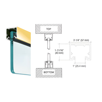 CRL Polished Brass Wide U-Channel with Top Load Roll-In Glazing Gasket for 5/8" & 3/4" Glass - 120" Length
