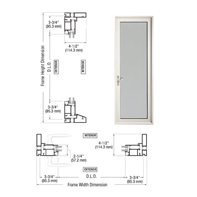 Custom Series 900 White KYNAR® Paint Hinged Left Swing Out Terrace Single Door with 3-3/4" Bottom Rail and Standard Threshold