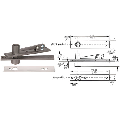 Rixson® Heavy-Duty Center-Hung Top Pivot with Satin Chrome Cover Plate