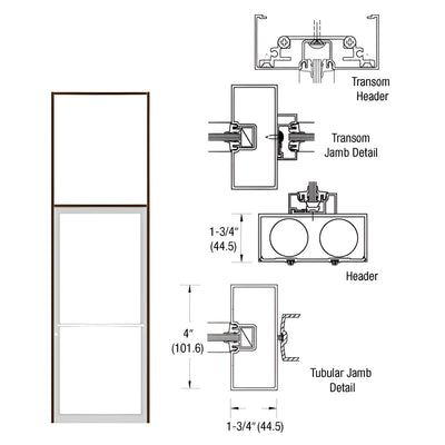 CRL-U.S. Aluminum Bronze Black Anodized 39-1/2" x 126" 400 Series Transom Single Door Frame for Center Hung OHCC