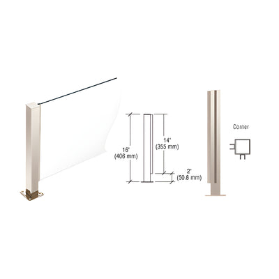 CRL Polished Stainless 16" High 1-1/2" Square PP41 Plaza Series Counter/Partition Corner Post With Air Space
