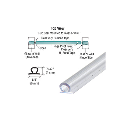 CRL Translucent Vinyl Bulb Seal 5/32" Gap without Pre-Applied Tape