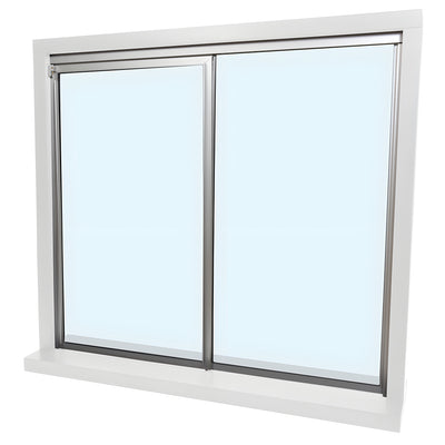 CRL Florence Satin Anodized Factory Glazed "XO" Model with 1/4" Tempered Glass Pass-Thru Assembly 48" Width 48" Height