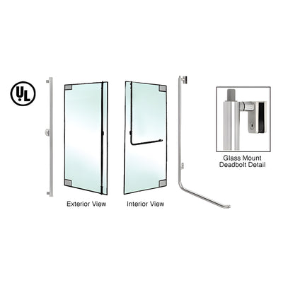 CRL-Blumcraft® Brushed Stainless Left Hand Reverse Glass Mount Keyed Cylinder 'F' Top Securing Deadbolt Exterior Handle