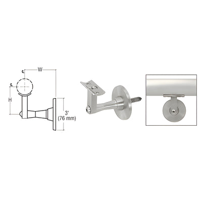 CRL Brushed Stainless Manhattan Series Wall Mounted Hand Rail Bracket