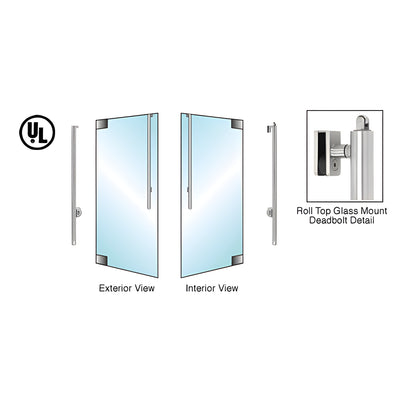 CRL-Blumcraft® Brushed Stainless Left Hand Reverse Roll Top Glass Mount Cylinder/Cylinder "JS" Exterior Top Securing Deadbolt Handle