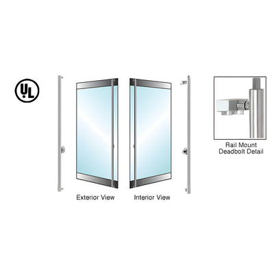 CRL-Blumcraft® Brushed Stainless Left Hand Reverse Rail Mount Cylinder/Thumbturn 'F' Top Secured Roll Top Deadbolt Exterior Handle- 3/4" Glass