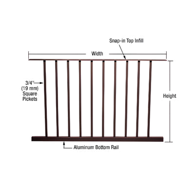 CRL Matte Bronze 200, 300, 350, and 400 Series 48"W x 48"H Picket Panel