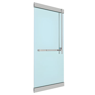 CRL-Blumcraft® Brushed Stainless Right Hand Reverse Rail Mount Keyed Access "JS" Exterior, Top Securing Panic Handle