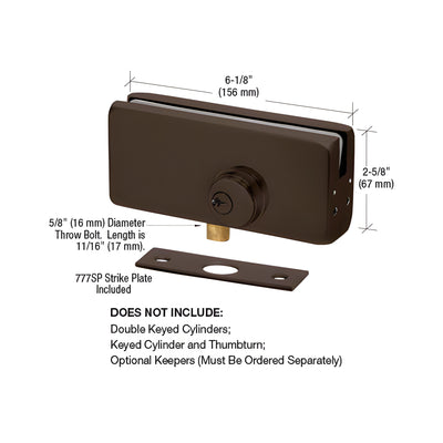 CRL Black Bronze AMR215 Series Patch Lock