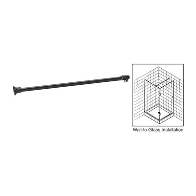 CRL Matte Black Frameless Shower Door Fixed Panel Wall-To-Glass Support Bar for 3/8" to 1/2" Thick Glass