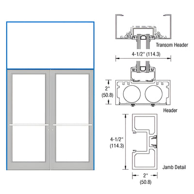 CRL-U.S. Aluminum Custom KYNAR® Paint 76" x 126" Series DF800 Tubular Center Hung Transom Frame Complete (2FT)