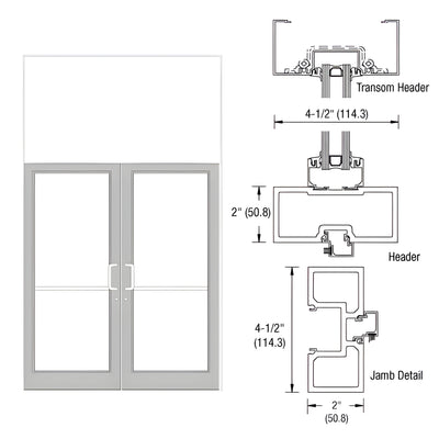 CRL-U.S. Aluminum White KYNAR® Paint 76" x 126" Series DF800 Tubular Butt Hinge Transom Frame Complete (2FT)