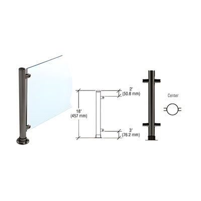 CRL Black Powder Paint 18" High 1" Round PP56 Slimline Series Straight Front Counter/Partition Center Post