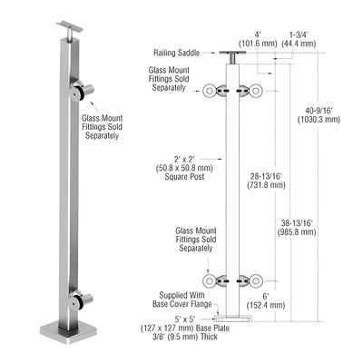 CRL 316 Polished Stainless Custom P1 Series End Post Railing Kit