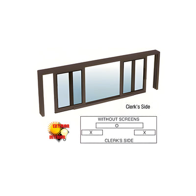 CRL Duranodic Bronze Horizontal Sliding Service Window XOX Format with 1/2" Vinyl Only for I.G. No Screen