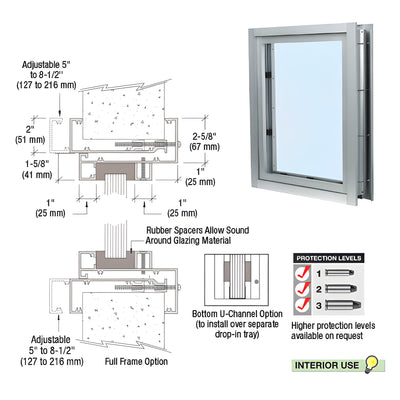 CRL Satin Anodized Aluminum Clamp-On Frame Interior Glazed Vision Window