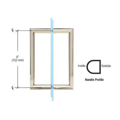 CRL 6" Polished Nickel RM Series Flat Outside Surface/Round Tubing Inside Back-to-Back Pull Handle