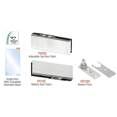 CRL Brushed Stainless North American Patch Door Kit for Use with Overhead Door Closer - Without Lock