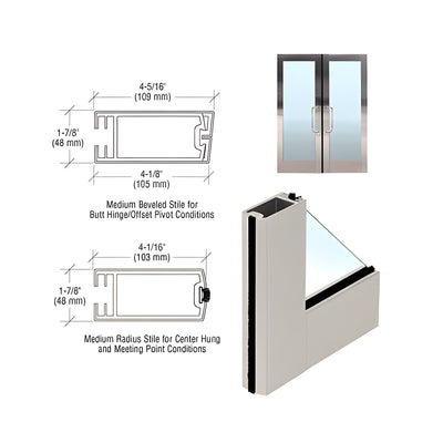 CRL 4" Brushed Stainless Medium Stile Clad Full Framed Door