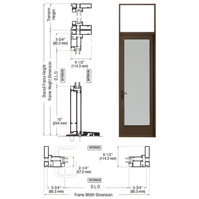 CRL-U.S. Aluminum Class I Bronze Black Anodized Series 925 Transom Patio Door Hinge Left Swing Out