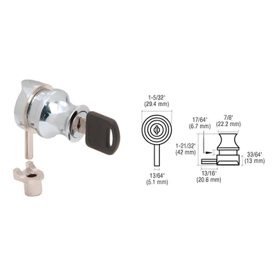 CRL Chrome Keyed Alike Cylinder Lock for 1/4" Glass Door