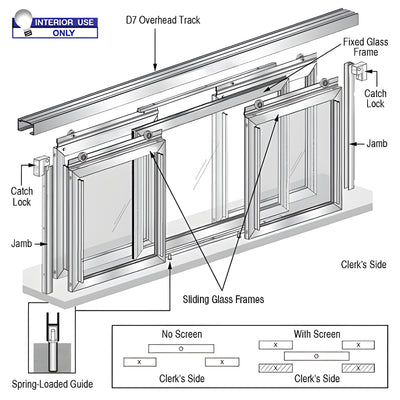 CRL Horizontal Sliding Fawn Model Pass-Thru Assembly with D7 Header & Screens