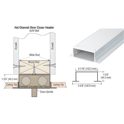 CRL White 4" Hat Channel for 36" Single Door Closer Header