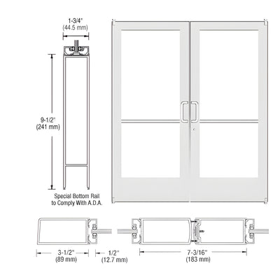 CRL-U.S. Aluminum White KYNAR® Paint Custom Pair Series 400 Medium Stile Offset Pivot Entrance Doors for Surface Mount Door Closers