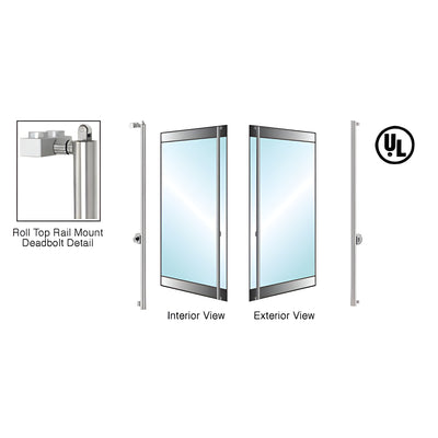 CRL-Blumcraft® Brushed Stainless Right Hand Reverse Roll Top Rail Mount Cylinder/Thumbturn 'F' Top Secured Deadbolt Exterior Handle for 3/4" Glass