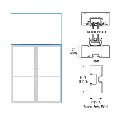 CRL-U.S. Aluminum Dark Bronze/Black Anodized Class 1 76" x 126" 451 Series Transom Double Door Frame for Offset Pivot Using Surface Mount Closer