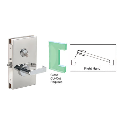 CRL Polished Stainless 6" x 10" RH Center Lock With Deadlatch in Storeroom Function