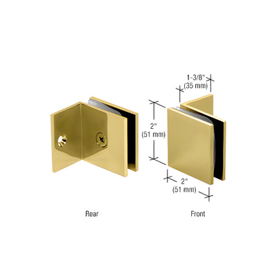 CRL Unlacquered Brass Fixed Panel Square Clamp With Small Leg