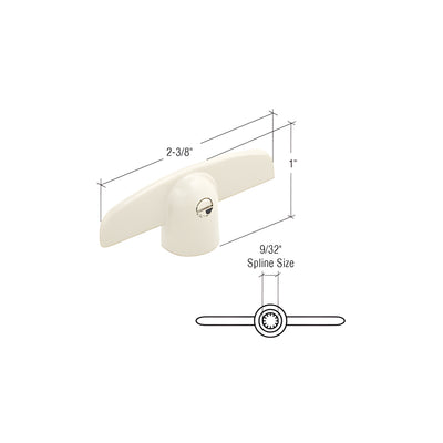 CRL White T-Crank Window Handle for Peachtree with 9/32" Spline