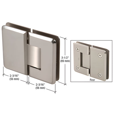 CRL Brushed Nickel Pinnacle 180 Series 180 Degree Glass-to-Glass Standard Hinge