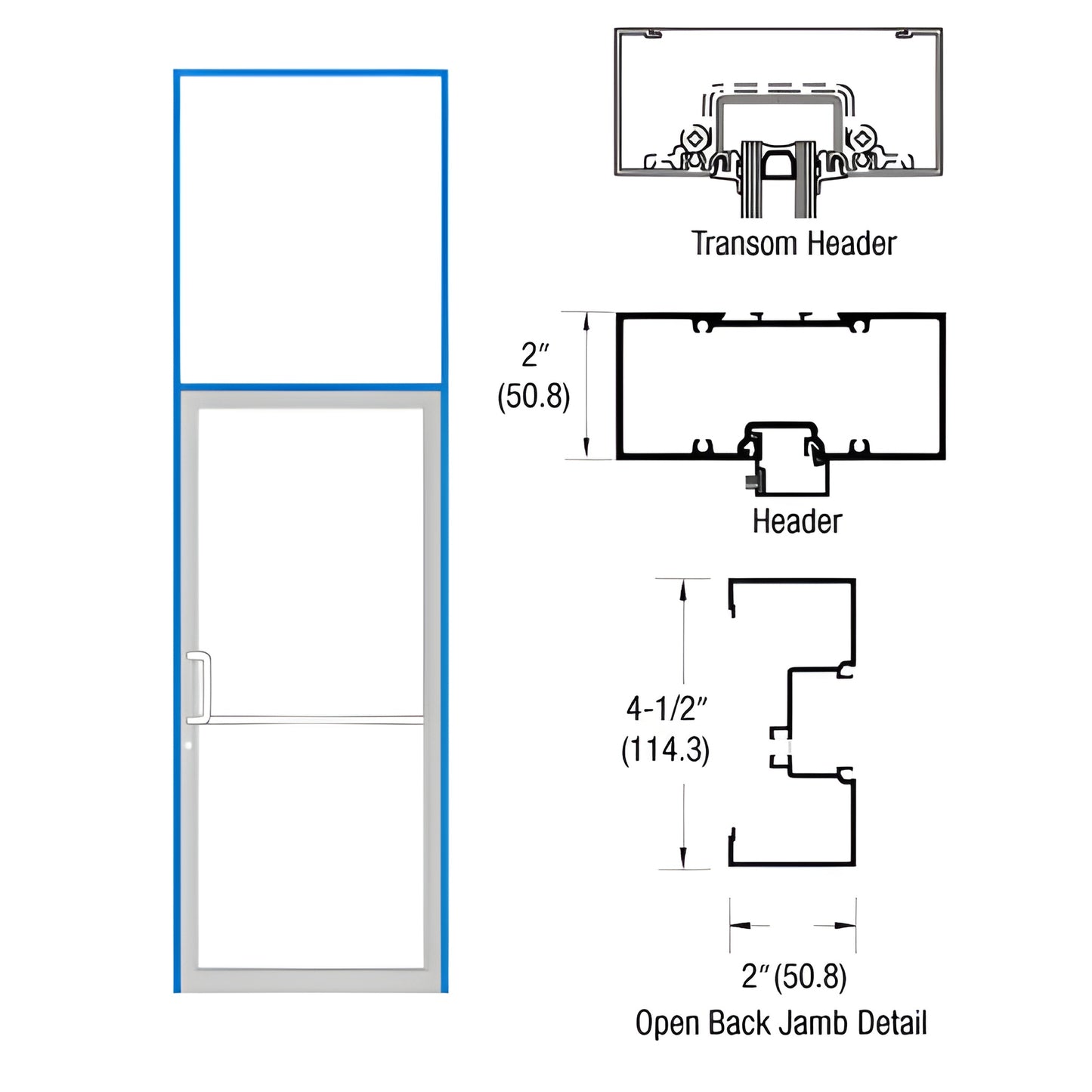 CRL-U.S. Aluminum IT451 38x126 Open-Back Offset Pivot Transom Frame