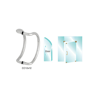CRL Polished Stainless 12" Glass Mounted Curved Pull Handle