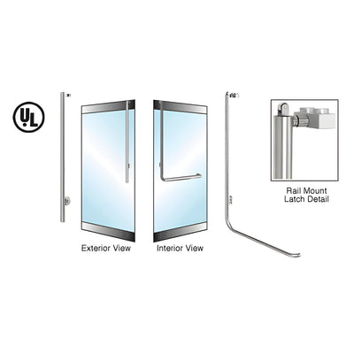 CRL-Blumcraft® Polished Stainless Left Hand Reverse Rail Mount Keyed Access "JS" Exterior, Top Securing Panic Handle