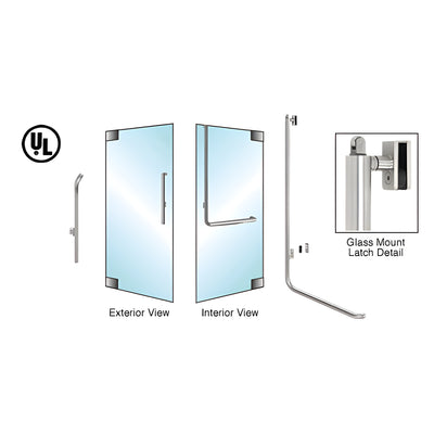 CRL-Blumcraft® Brushed Stainless Left Hand Reverse Glass Mount Keyed Access "G" Exterior, Top Securing Panic Handle