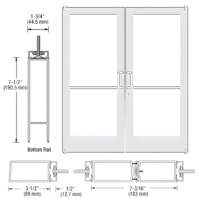 CRL-U.S. Aluminum Bone White KYNAR® Custom Pair Series 400 Medium Stile Offset Pivot Entrance Doors for Surface Mount Door Closers