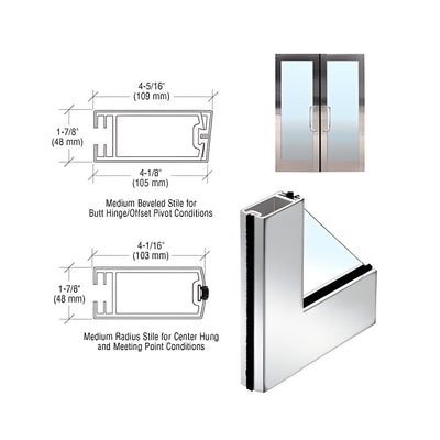 CRL 4" Polished Stainless Medium Stile Clad Full Framed Door