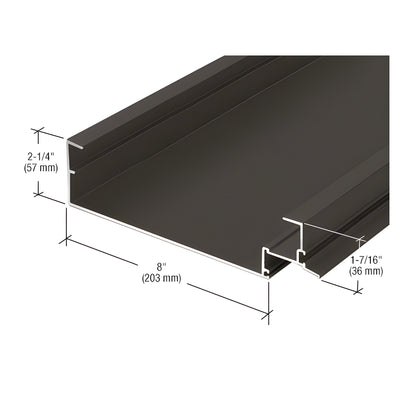 CRL-U.S. Aluminum 8" Open Back Head Mullion for 1" Glass, Dark Bronze/Black Anodized Class 1 - 24'-2"