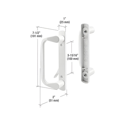 CRL White Low Profile Long Base Mortise-Series Handle with 3-15/16" Center-to-Center Screw Holes